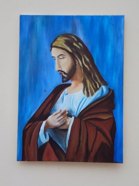 CRISTO REFLETINDO S/ MOLDURA 70 X 50 CM O.S.T